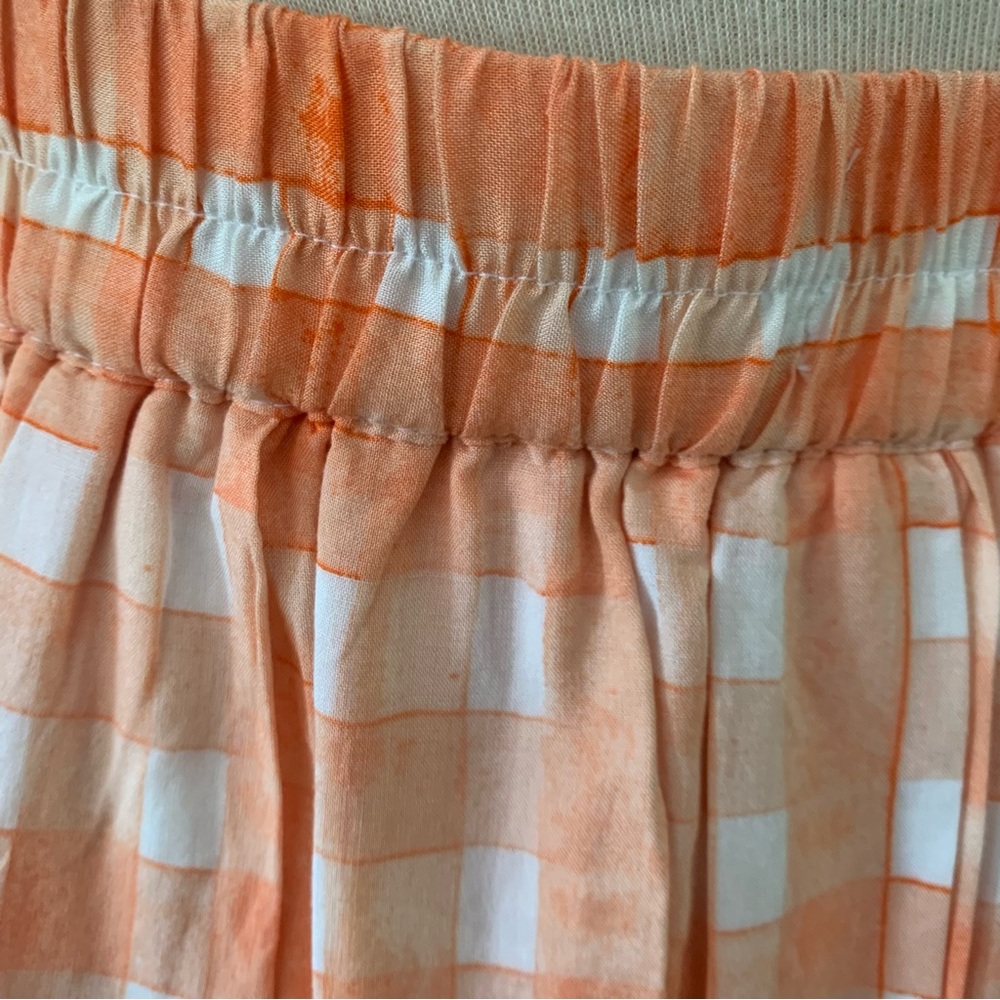 Urban Outfitters orange and white checkered and pleated button down mini skirt - Picture 6 of 8